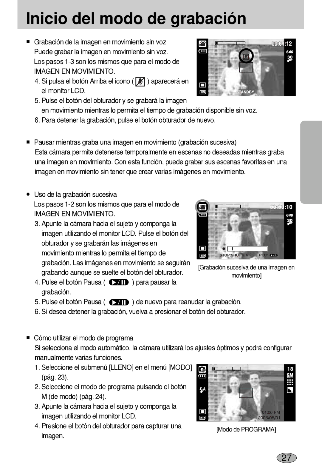 Samsung EC-L55WZSBA/E1 manual Imagen EN Movimiento 