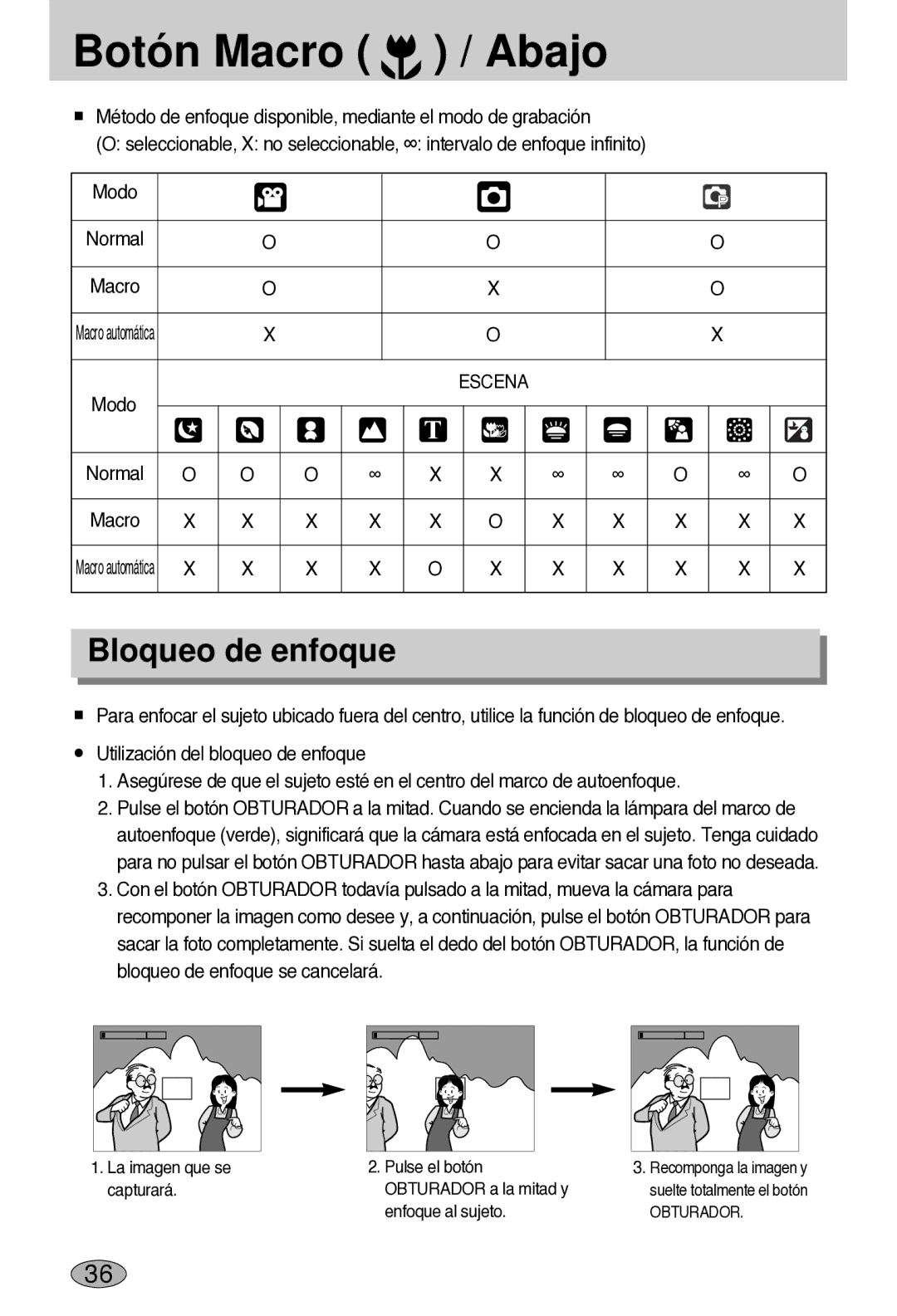 Samsung EC-L55WZSBA/E1 manual Bloqueo de enfoque 