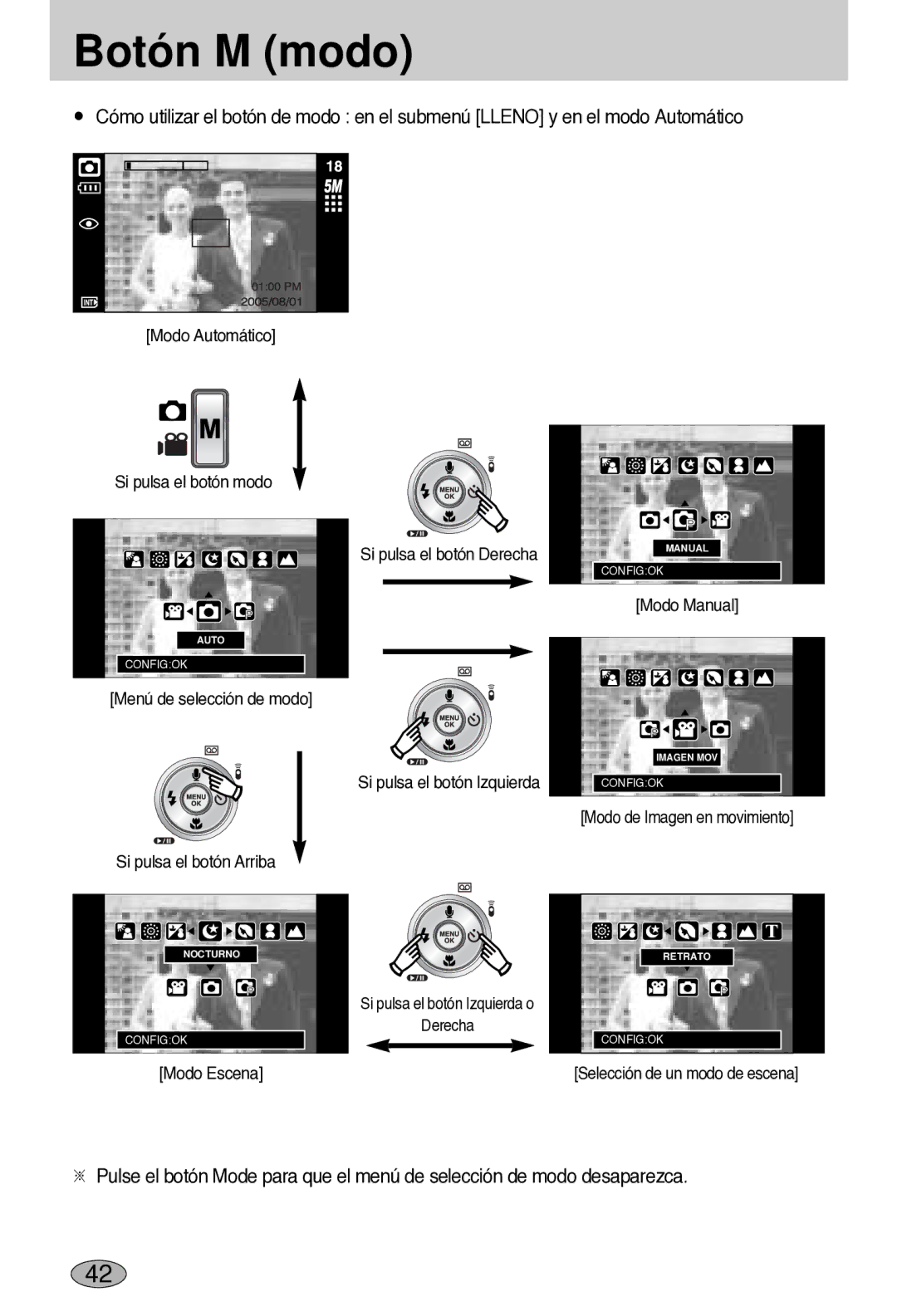 Samsung EC-L55WZSBA/E1 manual Botón M modo 