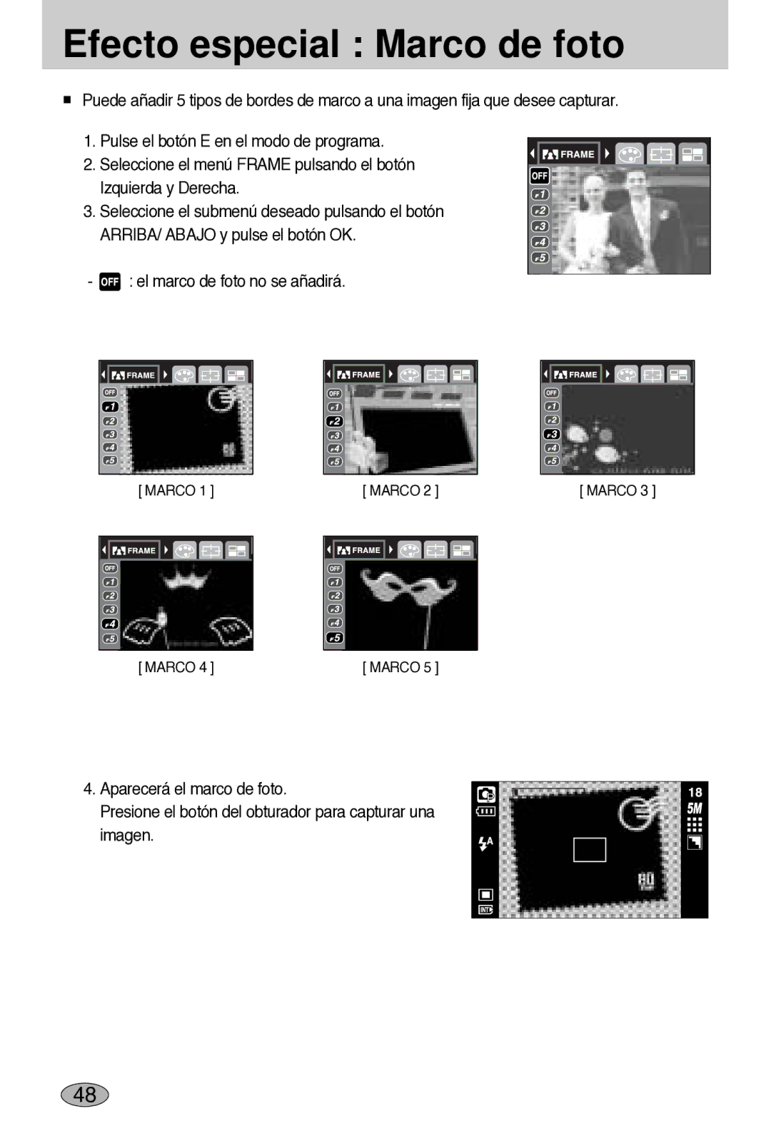 Samsung EC-L55WZSBA/E1 manual Efecto especial Marco de foto 