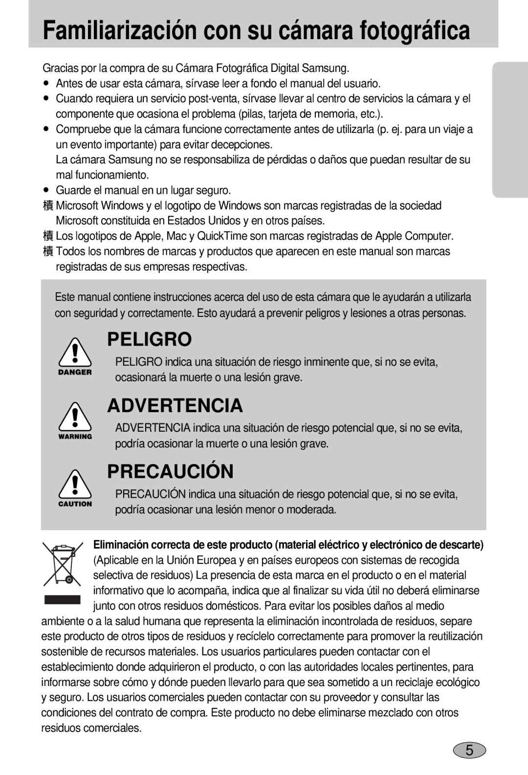 Samsung EC-L55WZSBA/E1 manual Familiarización con su cámara fotográfica 