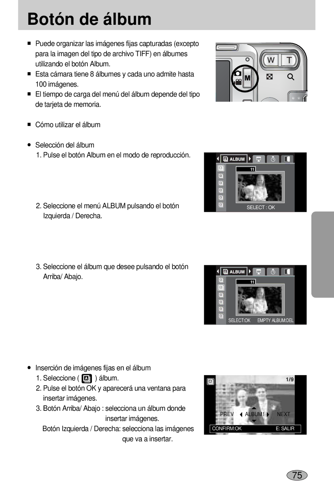 Samsung EC-L55WZSBA/E1 manual Botón de álbum 