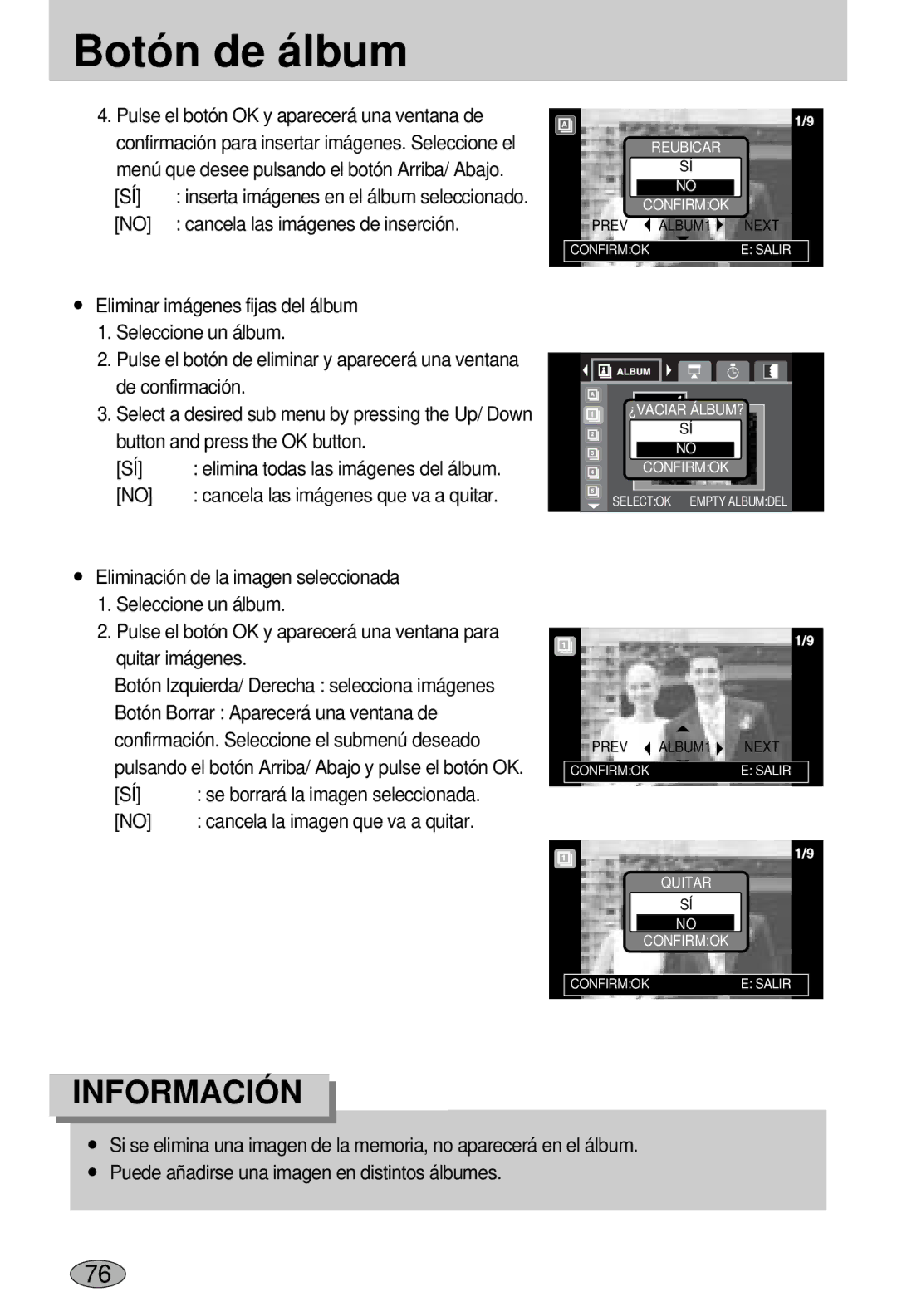 Samsung EC-L55WZSBA/E1 manual Cancela las imágenes de inserción 