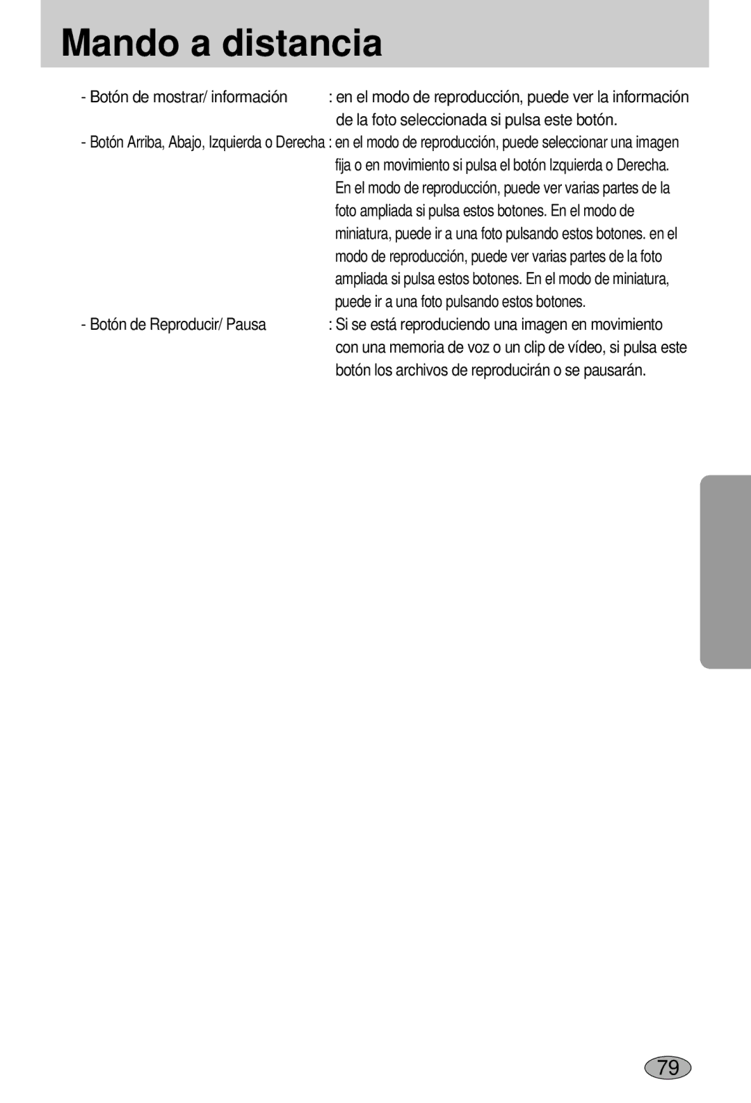 Samsung EC-L55WZSBA/E1 manual Botón de mostrar/ información, De la foto seleccionada si pulsa este botón 