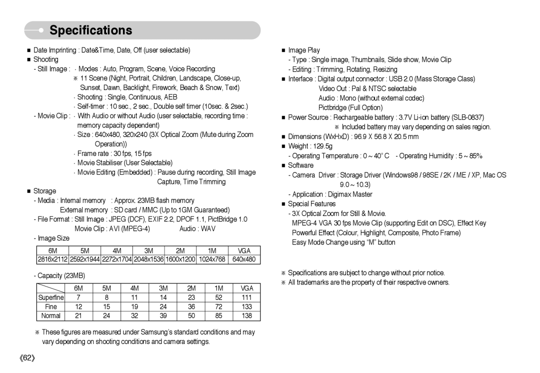 Samsung EC-L60ZZSBA/DE, EC-L60ZZSBA/FR, EC-L60ZZBAA, EC-L60ZZBBA/DE, EC-L60ZZSBB/US, EC-L60ZZSBA/E1, EC-L60ZZBBA/US manual 111 