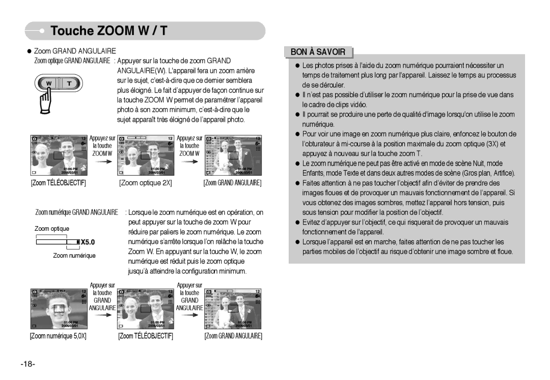 Samsung EC-L60ZZSBA/FR manual Zoom optique 