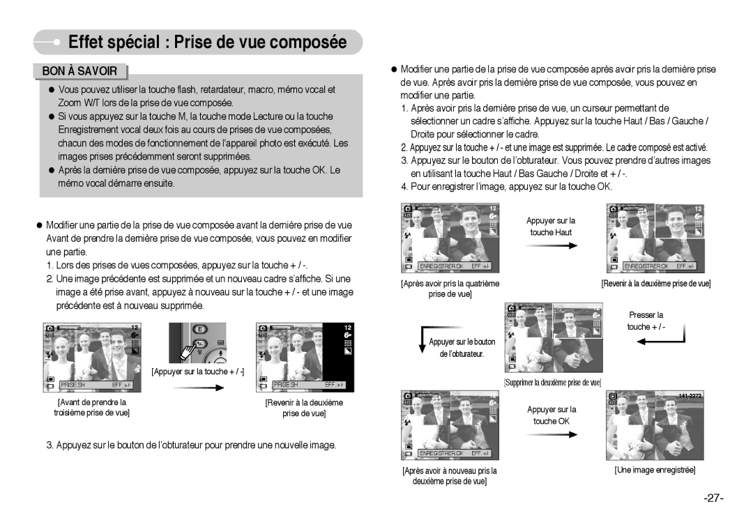 Samsung EC-L60ZZSBA/FR manual Presser la 