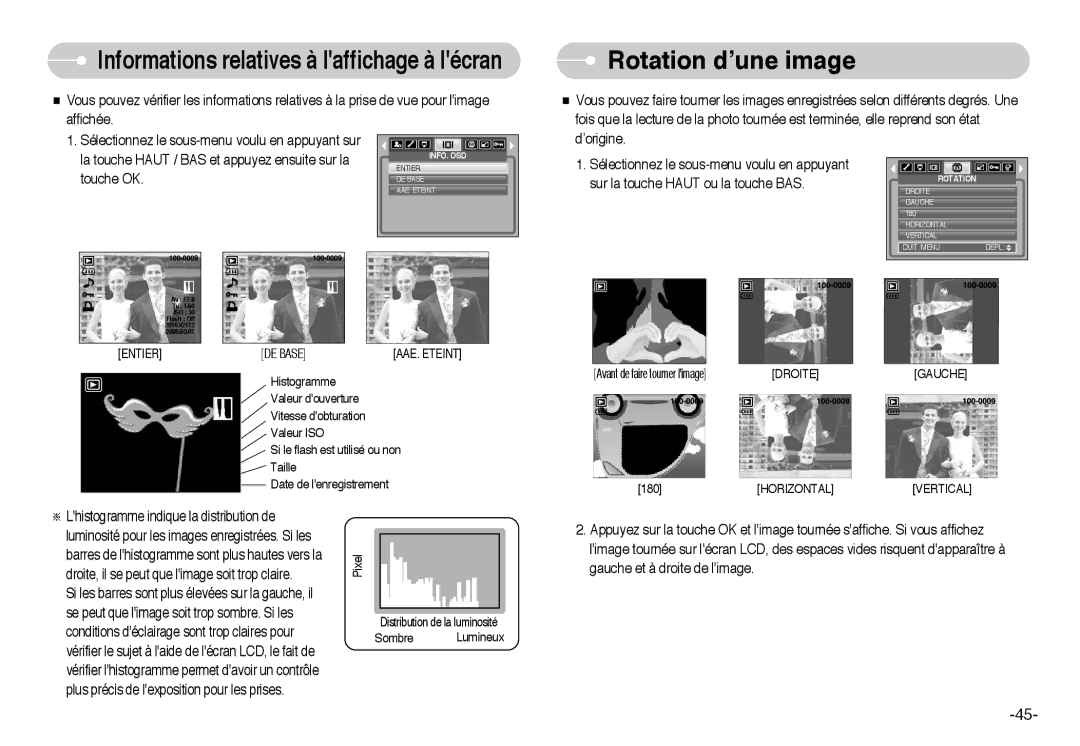 Samsung EC-L60ZZSBA/FR manual Rotation d’une image 