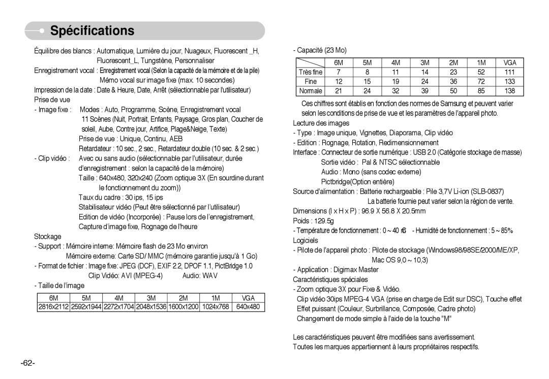 Samsung EC-L60ZZSBA/FR manual 111 