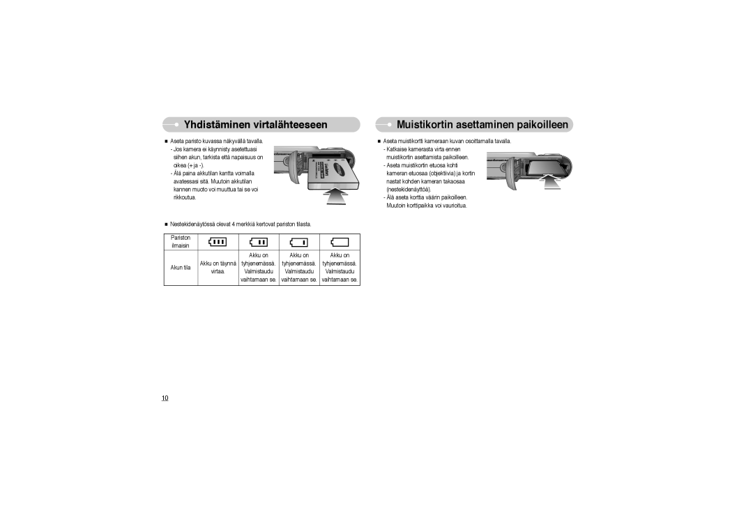 Samsung EC-L700ZBBA/DE, EC-L700ZSBA/DE, EC-L700ZBBA/FR, EC-L700ZBBA/E1, EC-L700ZSBA/FR Muistikortin asettaminen paikoilleen 