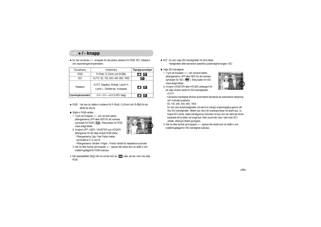 Samsung EC-L700ZSBA/DE, EC-L700ZBBA/FR, EC-L700ZBBA/E1, EC-L700ZSBA/FR, EC-L700ZSBA/E1, EC-L700ZBBA/DE manual + / knapp, Rgb 