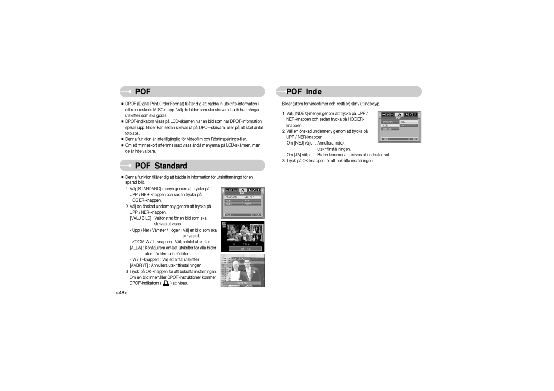 Samsung EC-L700ZBBA/FR, EC-L700ZSBA/DE, EC-L700ZBBA/E1, EC-L700ZSBA/FR, EC-L700ZSBA/E1 manual Dpof Standard, Dpof Index 