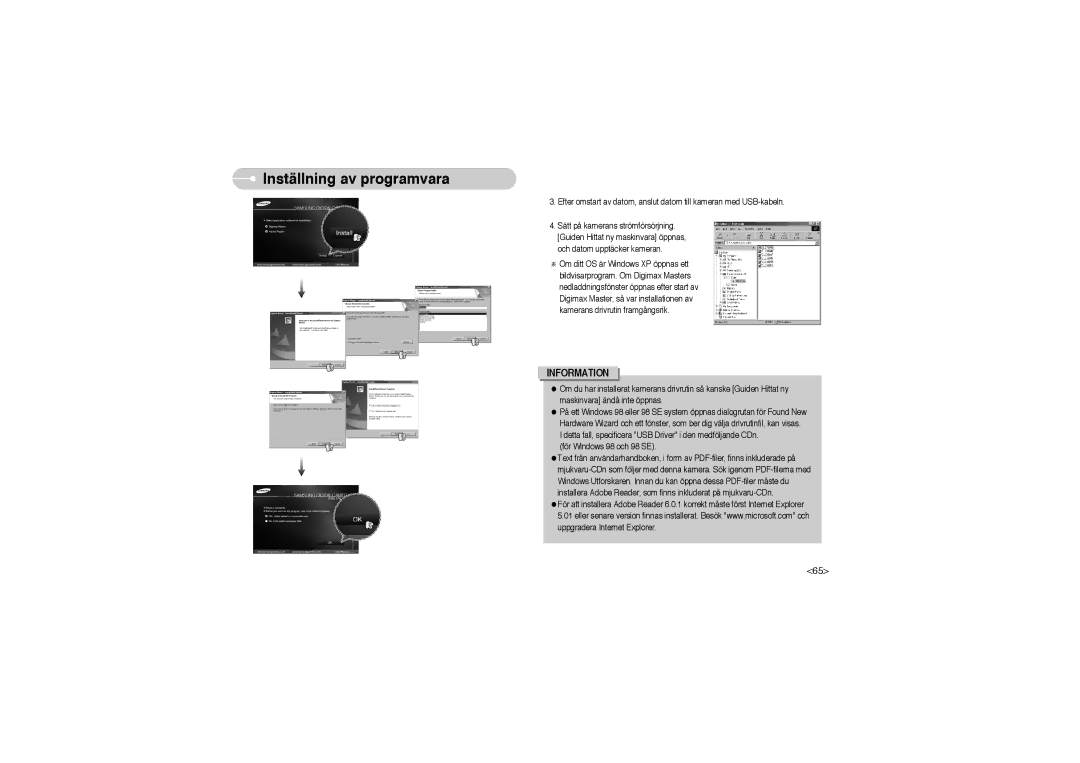 Samsung EC-L700ZSBA/DE, EC-L700ZBBA/FR, EC-L700ZBBA/E1, EC-L700ZSBA/FR, EC-L700ZSBA/E1 manual Inställning av programvara 