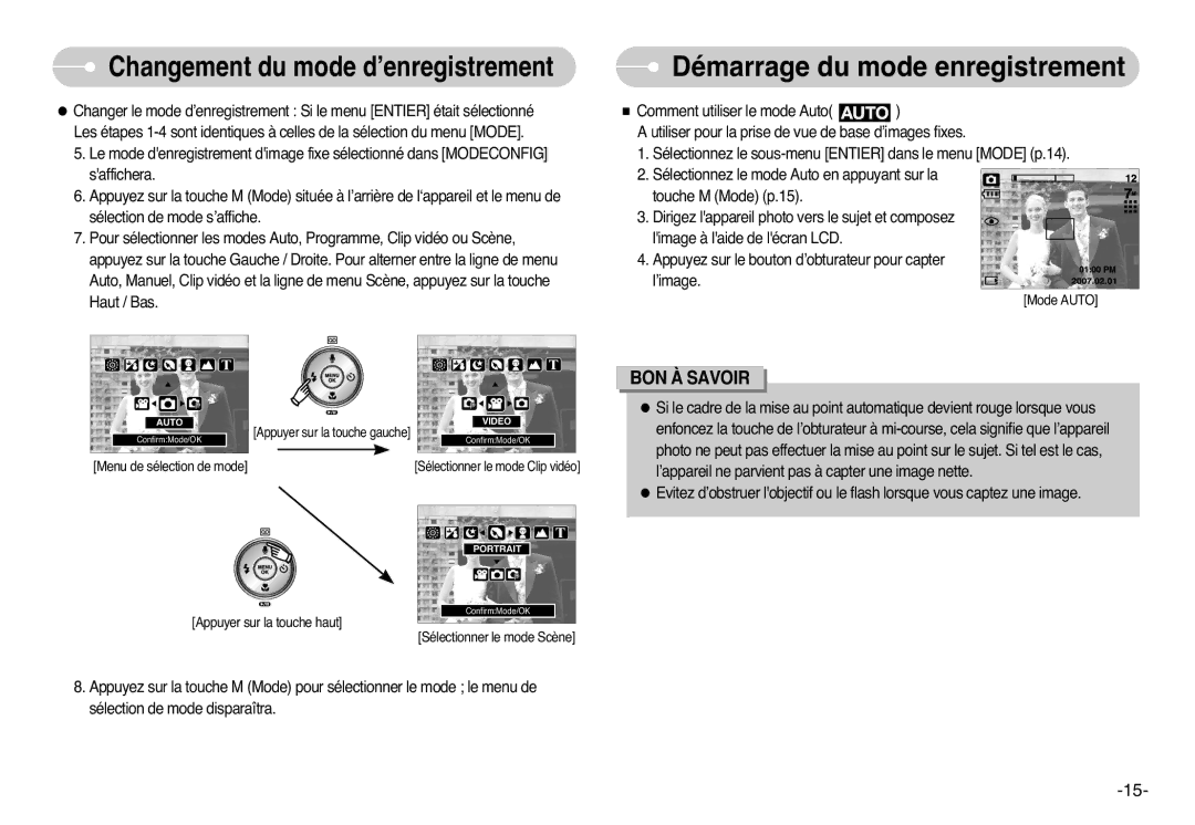 Samsung EC-L700ZSBA/E1, EC-L700ZSBA/DE, EC-L700ZBBA/FR, EC-L700ZSBE/E1 Démarrage du mode enregistrement, ’image. Mode Auto 