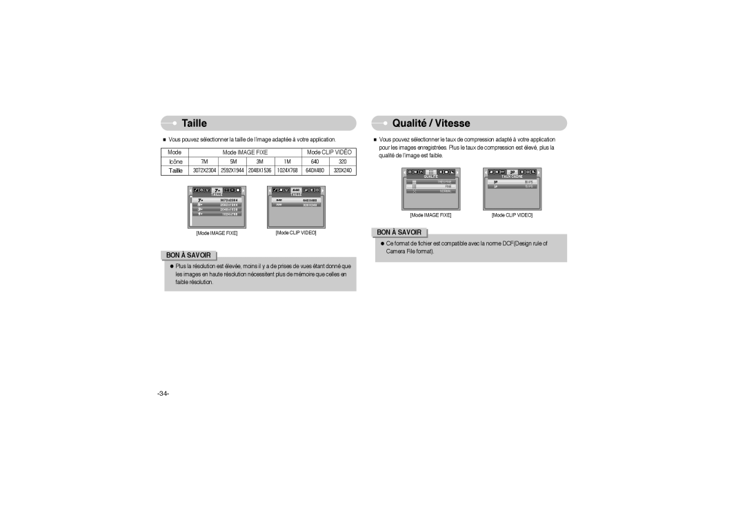 Samsung EC-L700ZSBA/FR, EC-L700ZSBA/DE, EC-L700ZBBA/FR, EC-L700ZSBE/E1, EC-L700ZBBE/E1 Taille, Qualité / Vitesse, 640 320 