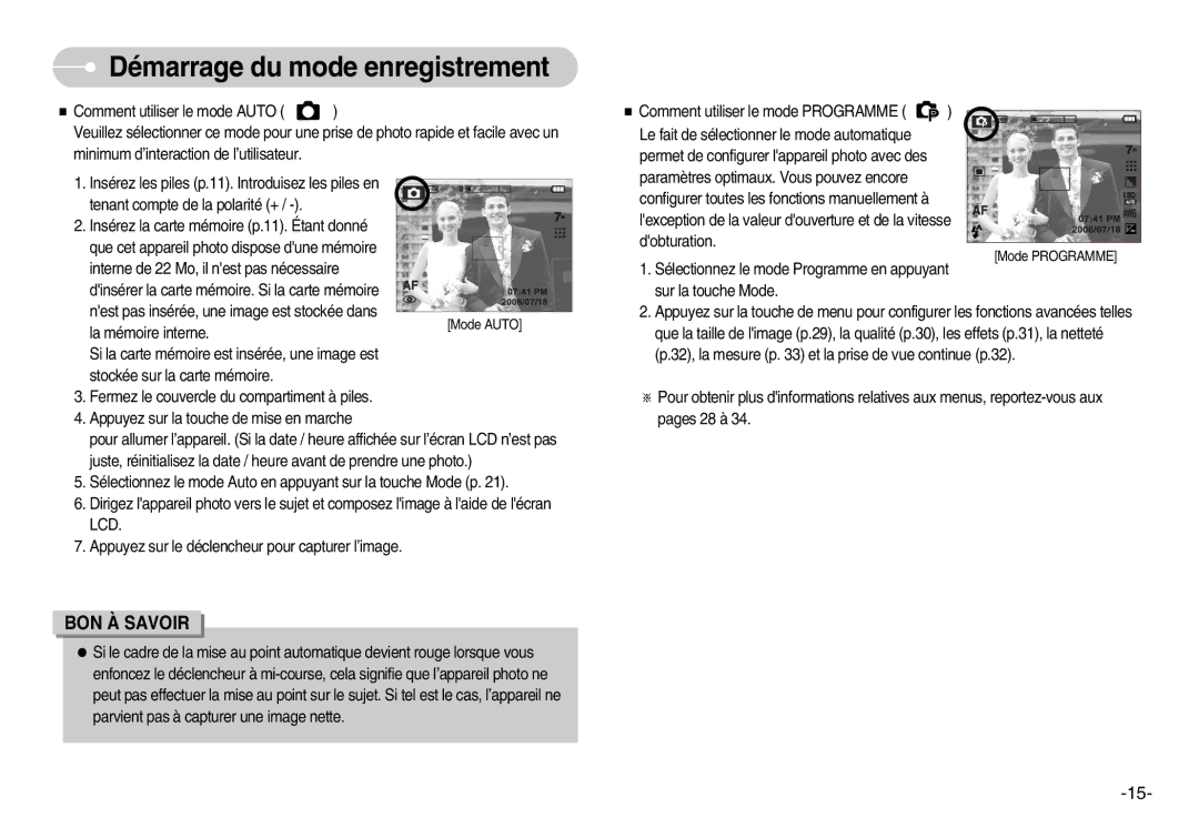 Samsung EC-L70ZZSBA/FR, EC-L70ZZSBB/E1, EC-L70ZZBBA/FR, EC-L70ZZBBA/DE manual Démarrage du mode enregistrement 