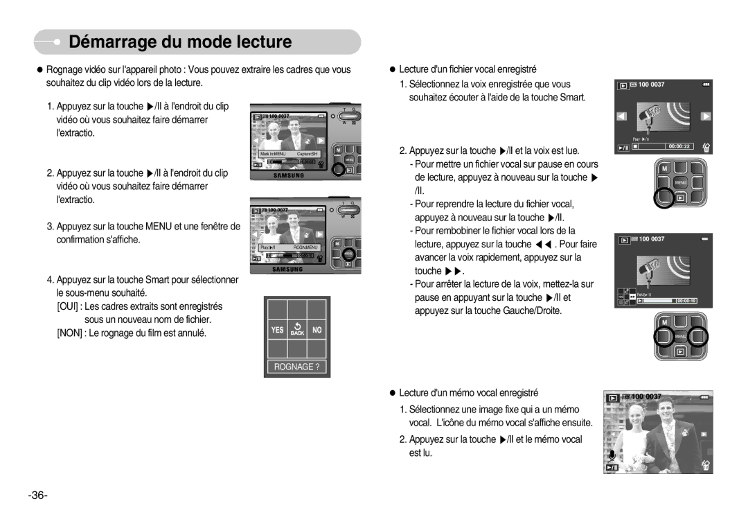 Samsung EC-L70ZZSBB/E1, EC-L70ZZSBA/FR, EC-L70ZZBBA/FR, EC-L70ZZBBA/DE manual Rognage ? 