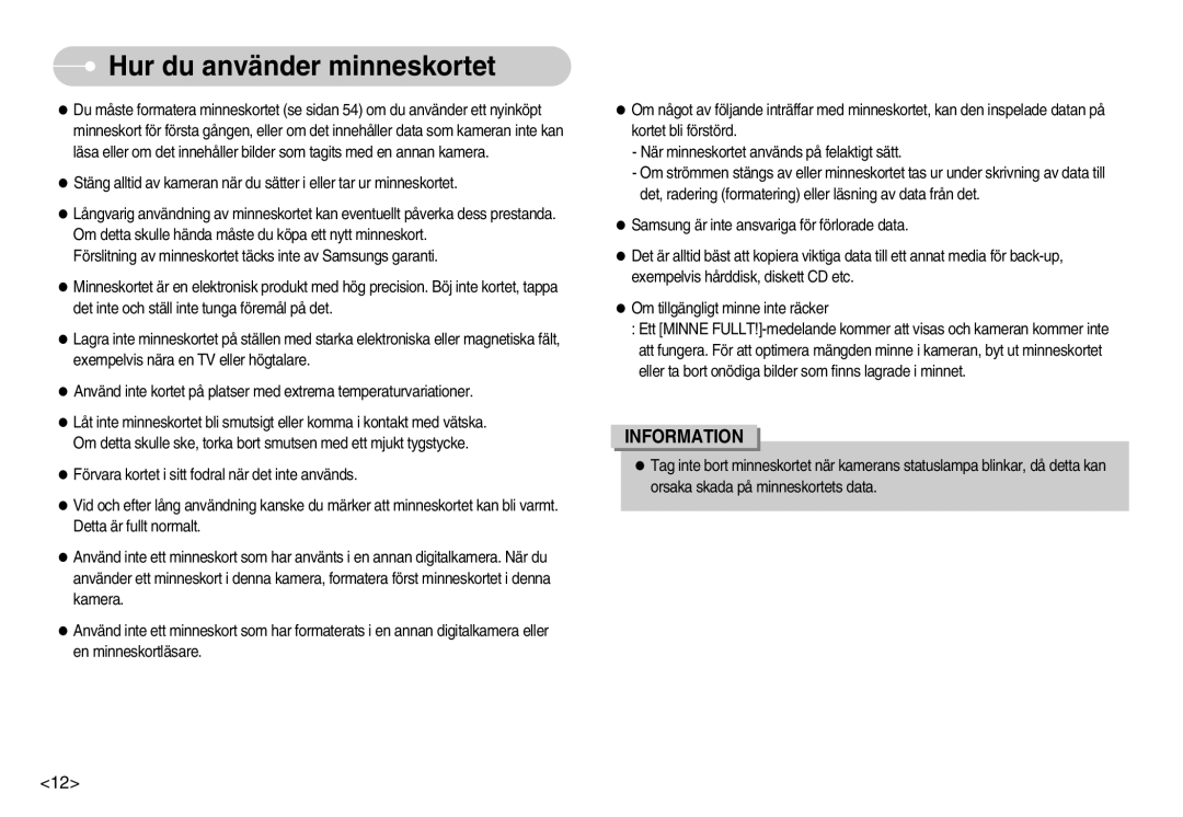 Samsung EC-L70ZZBBA/DE, EC-L70ZZSBB/E1 manual Hur du använder minneskortet 