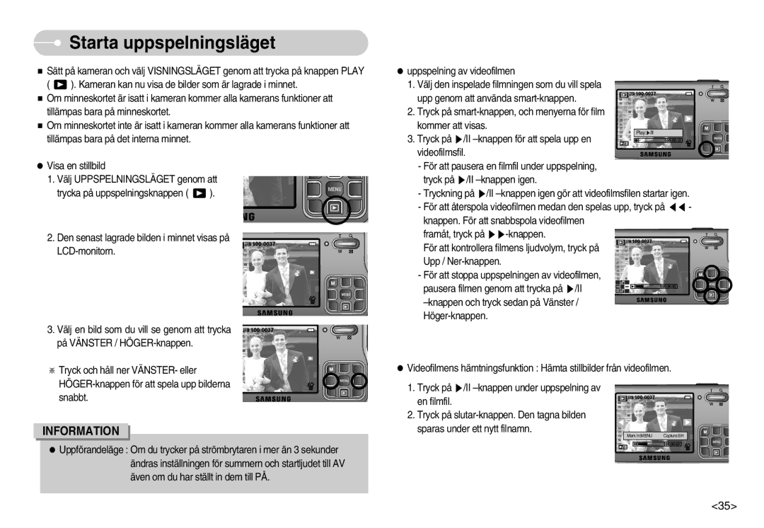 Samsung EC-L70ZZSBB/E1, EC-L70ZZBBA/DE manual Starta uppspelningsläget 