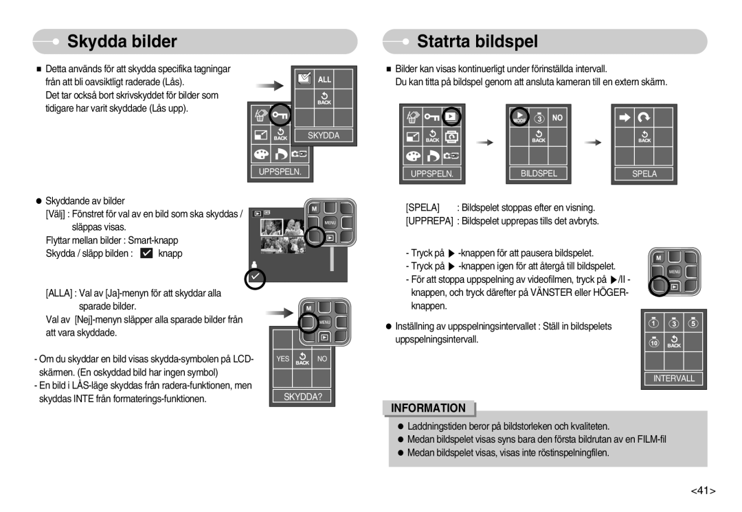 Samsung EC-L70ZZSBB/E1, EC-L70ZZBBA/DE manual Skydda bilder Statrta bildspel, Skydda? 