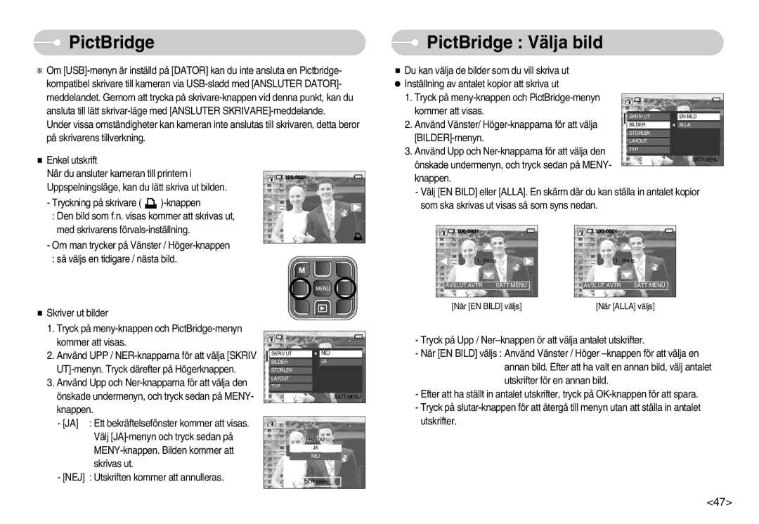 Samsung EC-L70ZZSBB/E1, EC-L70ZZBBA/DE manual PictBridge Välja bild 