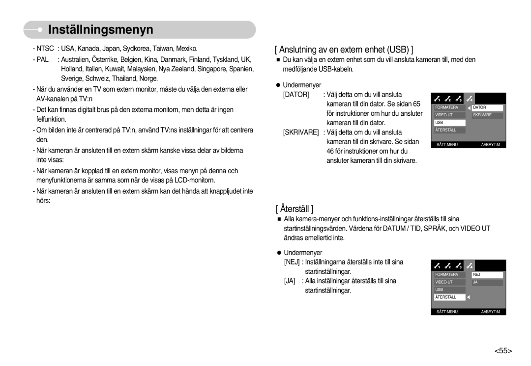 Samsung EC-L70ZZSBB/E1, EC-L70ZZBBA/DE manual Anslutning av en extern enhet USB 