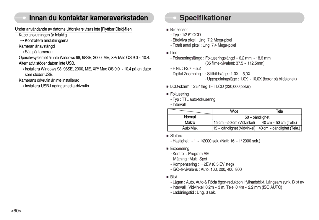 Samsung EC-L70ZZBBA/DE, EC-L70ZZSBB/E1 manual Specifikationer 