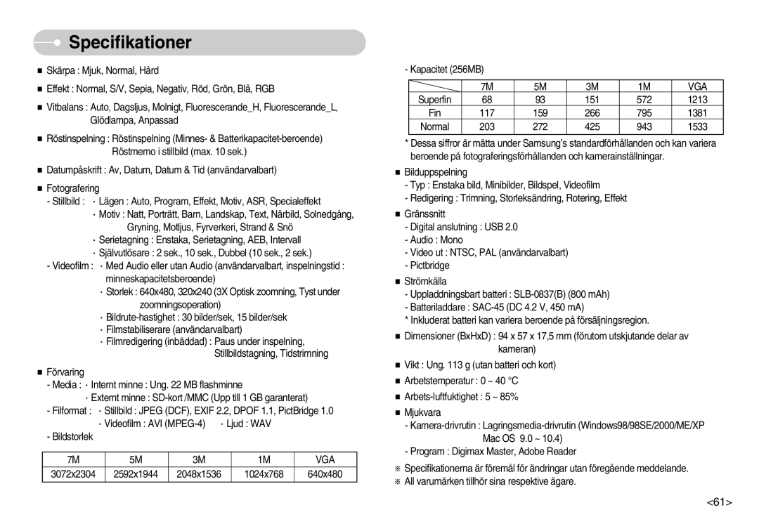 Samsung EC-L70ZZSBB/E1, EC-L70ZZBBA/DE manual Vga 