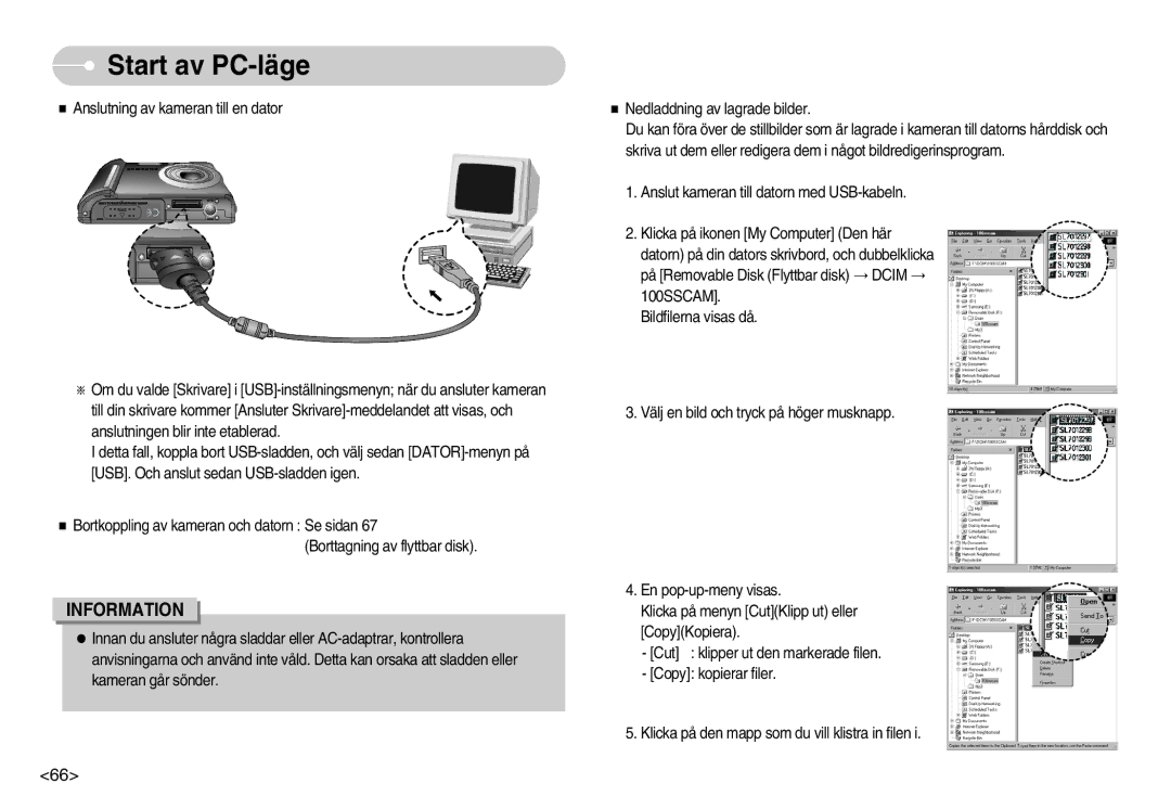 Samsung EC-L70ZZBBA/DE, EC-L70ZZSBB/E1 manual Start av PC-läge 