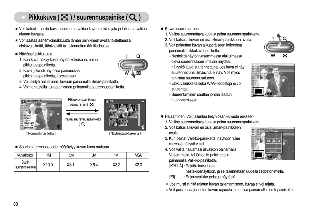 Samsung EC-L70ZZBBA/DE, EC-L70ZZSBB/E1 manual Pikkukuva / suurennuspainike 