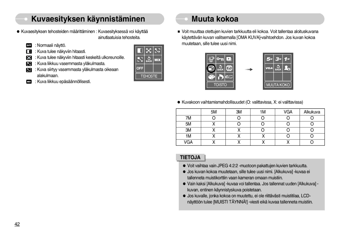 Samsung EC-L70ZZBBA/DE, EC-L70ZZSBB/E1 manual Muuta kokoa, Vga 