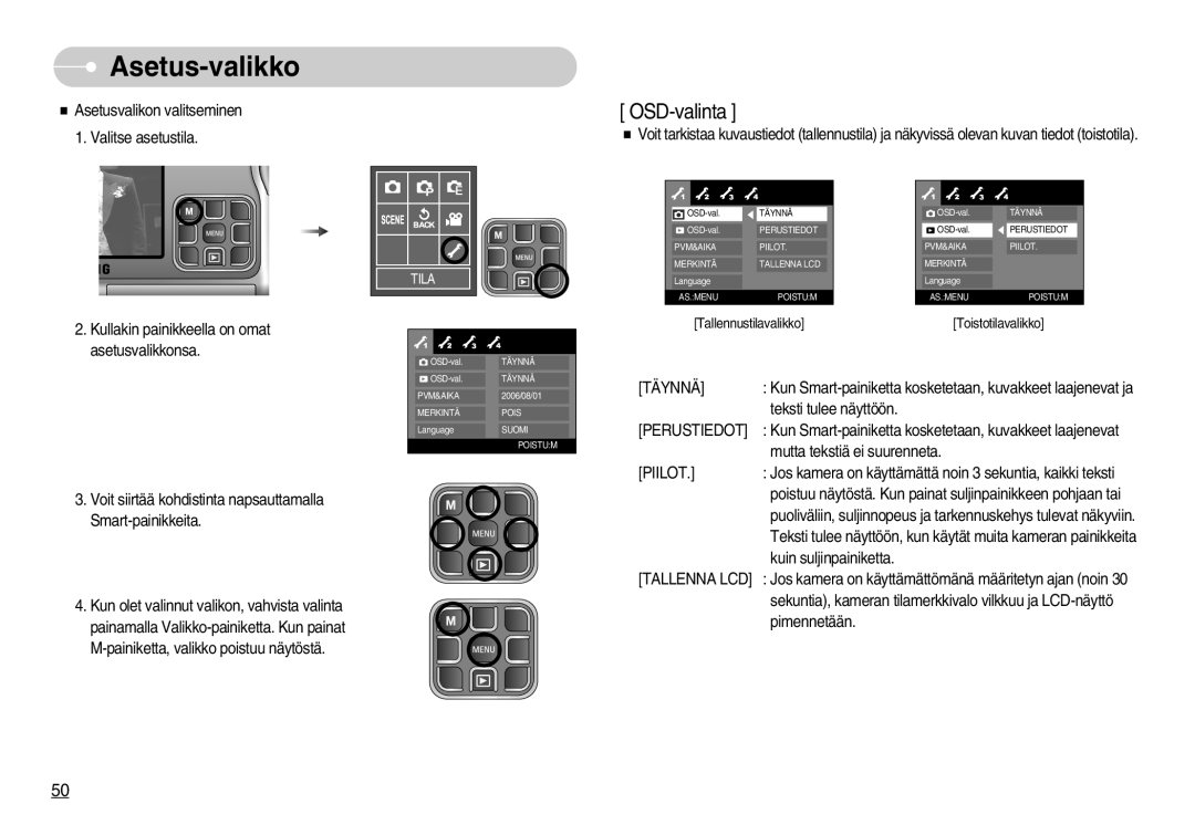 Samsung EC-L70ZZBBA/DE, EC-L70ZZSBB/E1 manual Täynnä, Piilot 