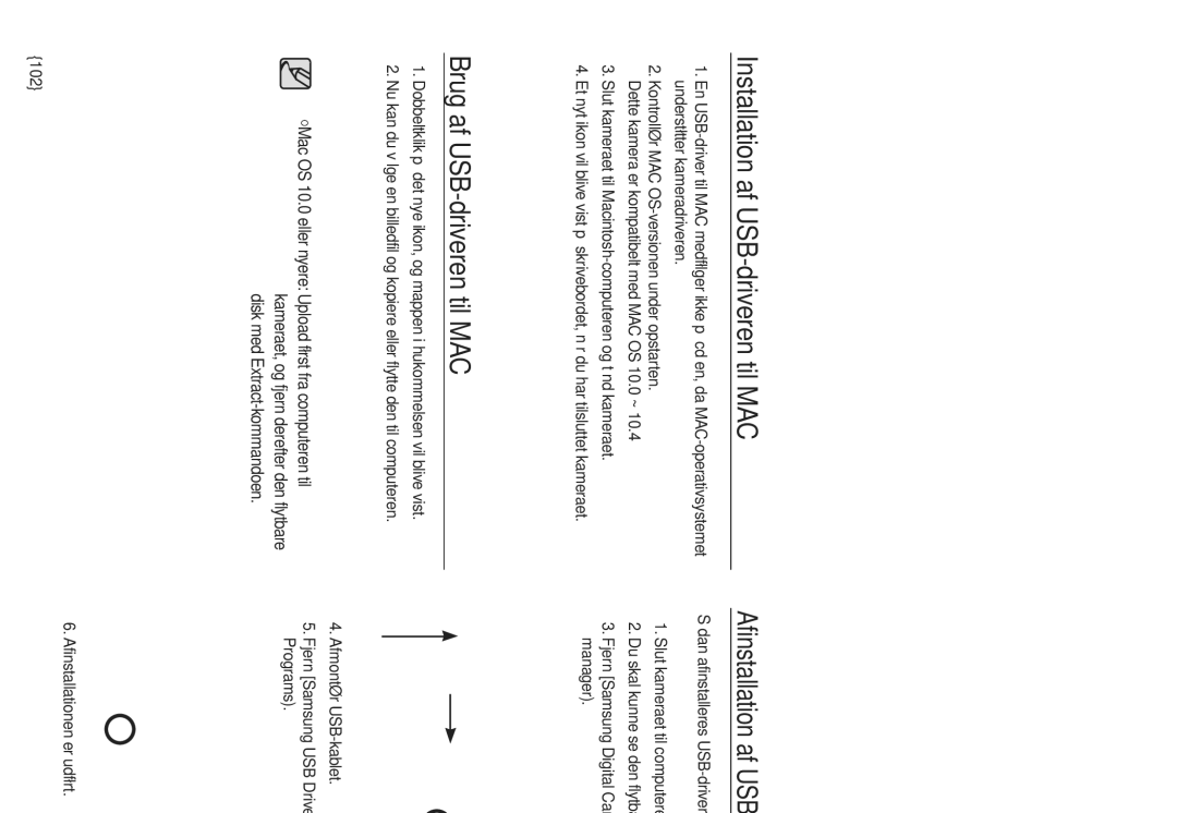 Samsung EC-L830ZSDA/E3, EC-L730ZSDA/E3, EC-L830ZBDA/E3 Installation af USB-driveren til MAC, Brug af USB-driveren til MAC 