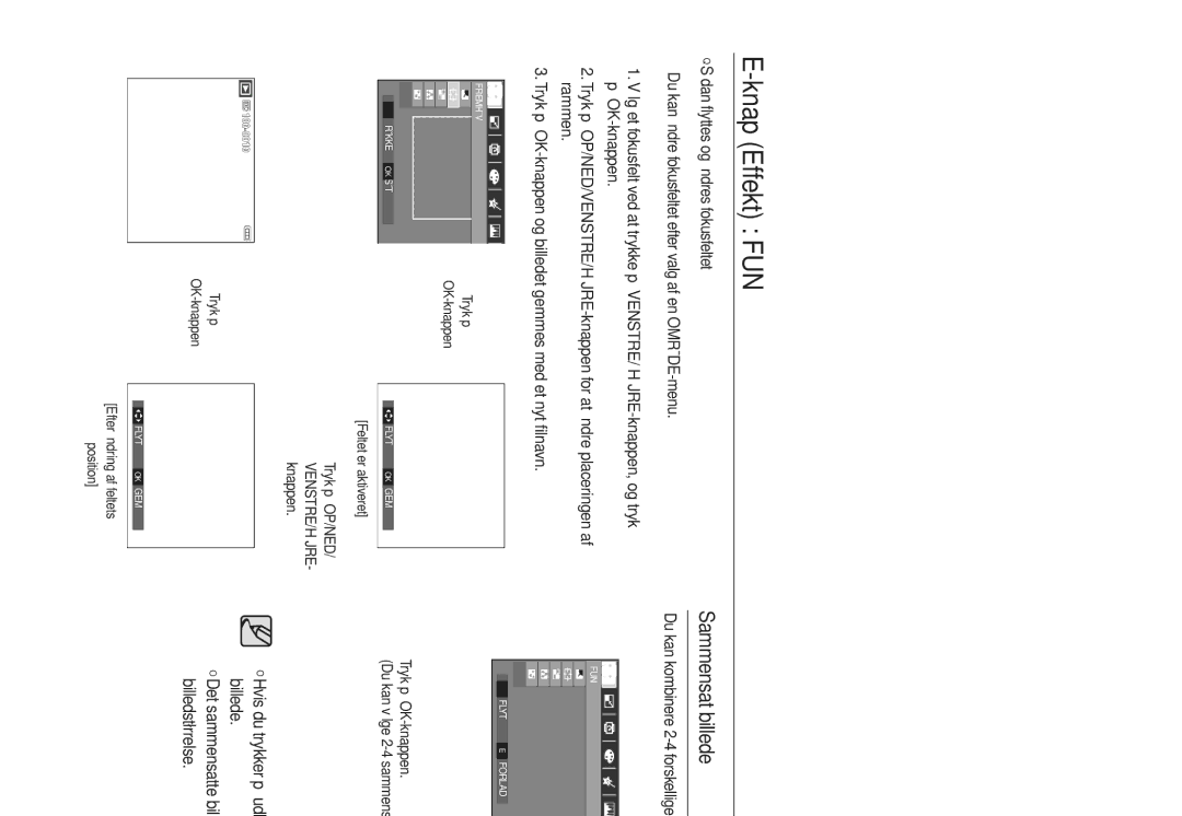 Samsung EC-L730ZBDA/E3 manual Sammensat billede, Tryk på OP/NED, Tryk på OK-knappen Du kan vælge 2-4 sammensatte billeder 