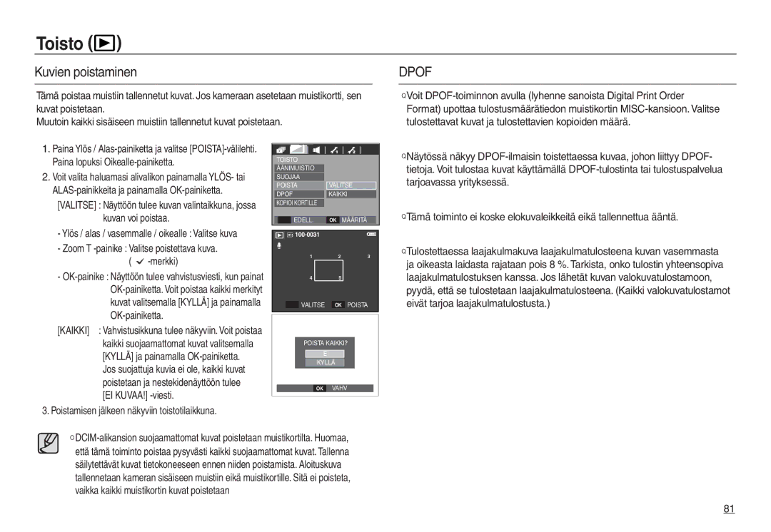 Samsung EC-L730ZBBA/E2, EC-L730ZSDA/E3, EC-L830ZBDA/E3 manual Kuvien poistaminen, Zoom T -painike Valitse poistettava kuva 