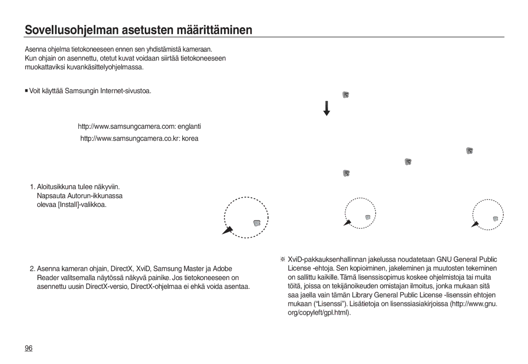 Samsung EC-L730ZSBA/E2, EC-L730ZSDA/E3 Sovellusohjelman asetusten määrittäminen, Voit käyttää Samsungin Internet-sivustoa 