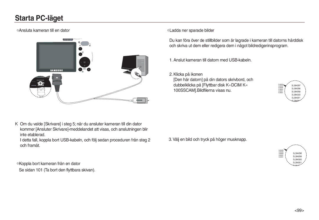 Samsung EC-L730ZSDA/E3, EC-L830ZBDA/E3, EC-L730ZBBA/E2, EC-L830ZSDA/E3 manual Välj en bild och tryck på höger musknapp 