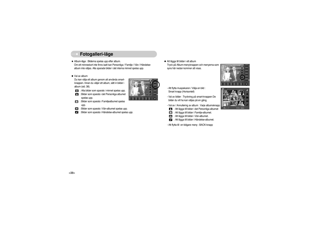 Samsung EC-L73ZZSBA/DE, EC-L73ZZBBA/DE, EC-L73ZZSBA/E1 manual Att flytta till en tidigare meny BACK-knapp 