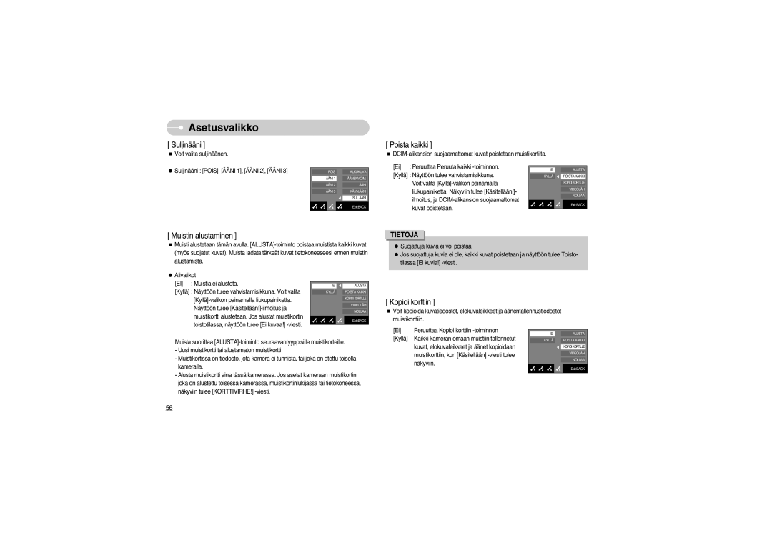 Samsung EC-L73ZZSBA/DE, EC-L73ZZBBA/DE, EC-L73ZZSBA/E1 manual Suljinääni 