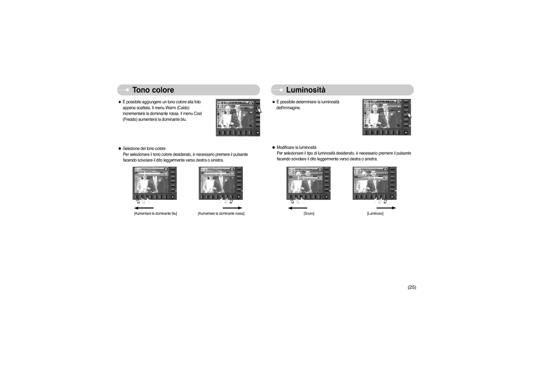 Samsung EC-L73ZZBBA/DE, EC-L73ZZSBA/DE, EC-L73ZZBBA/E1, EC-L73ZZSBA/E1, STW-L73S, STW-L73B manual Tono colore, Luminosità 