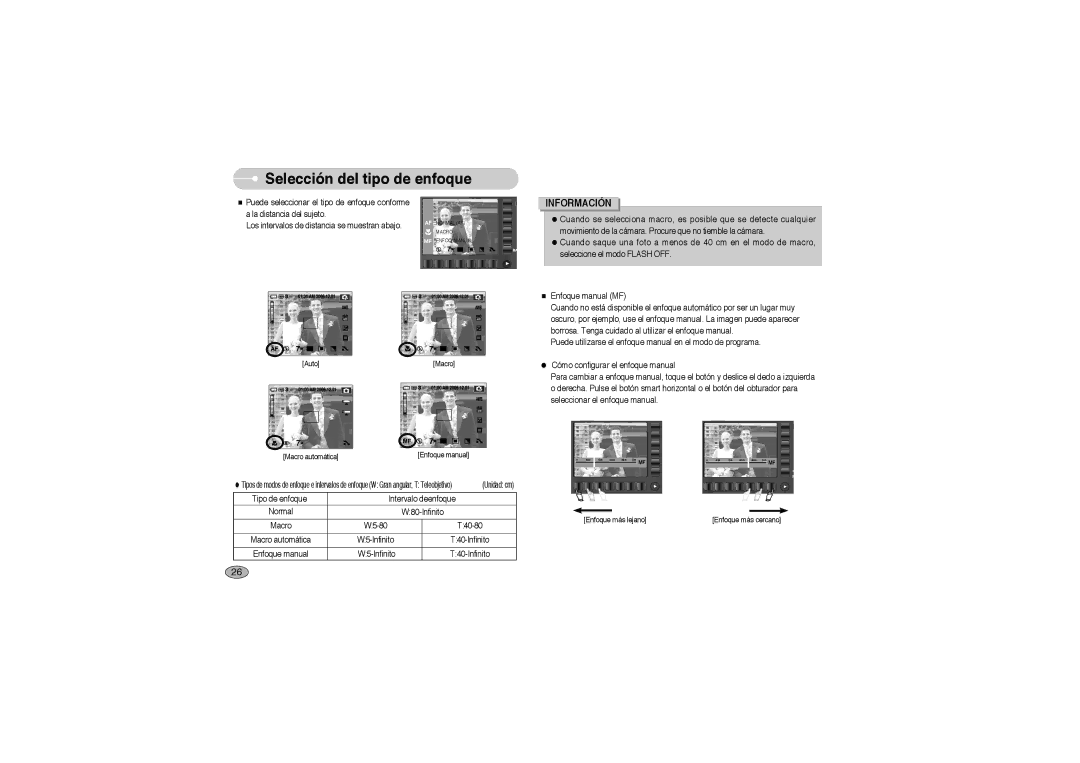 Samsung EC-L73ZZSBA/E1, EC-L73ZZSBA/DE Selección del tipo de enfoque, Borrosa. Tenga cuidado al utilizar el enfoque manual 