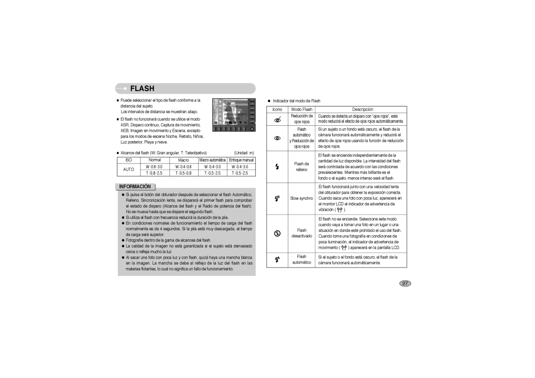 Samsung EC-L73ZZSBA/DE, EC-L73ZZBBA/E1, EC-L73ZZBBA/DE, EC-L73ZZSBA/E1 manual Flash, Auto 