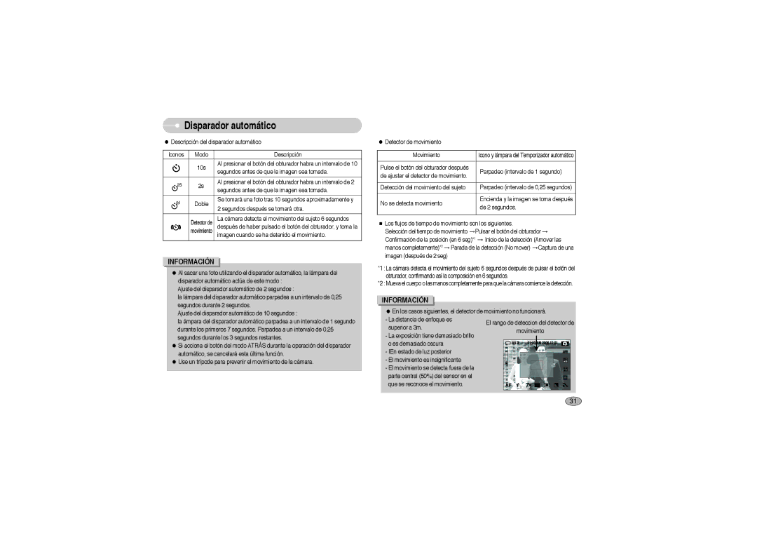 Samsung EC-L73ZZSBA/DE, EC-L73ZZBBA/E1, EC-L73ZZBBA/DE, EC-L73ZZSBA/E1 manual Disparador automático 