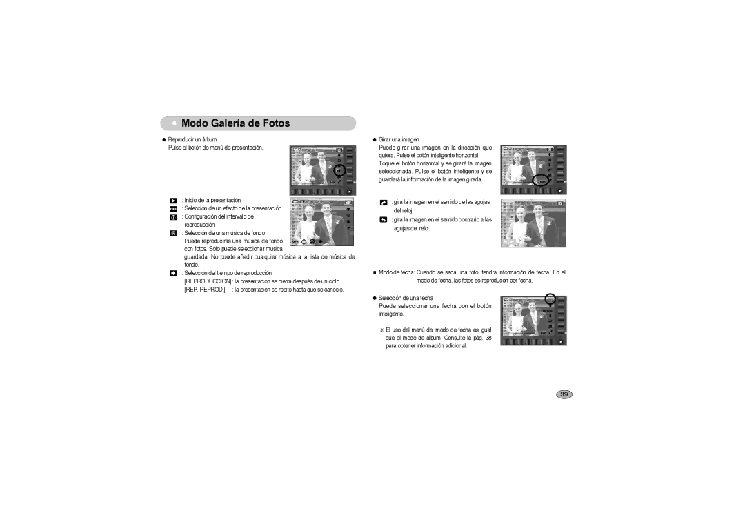 Samsung EC-L73ZZSBA/DE, EC-L73ZZBBA/E1, EC-L73ZZBBA/DE, EC-L73ZZSBA/E1 manual Modo Galería de Fotos 