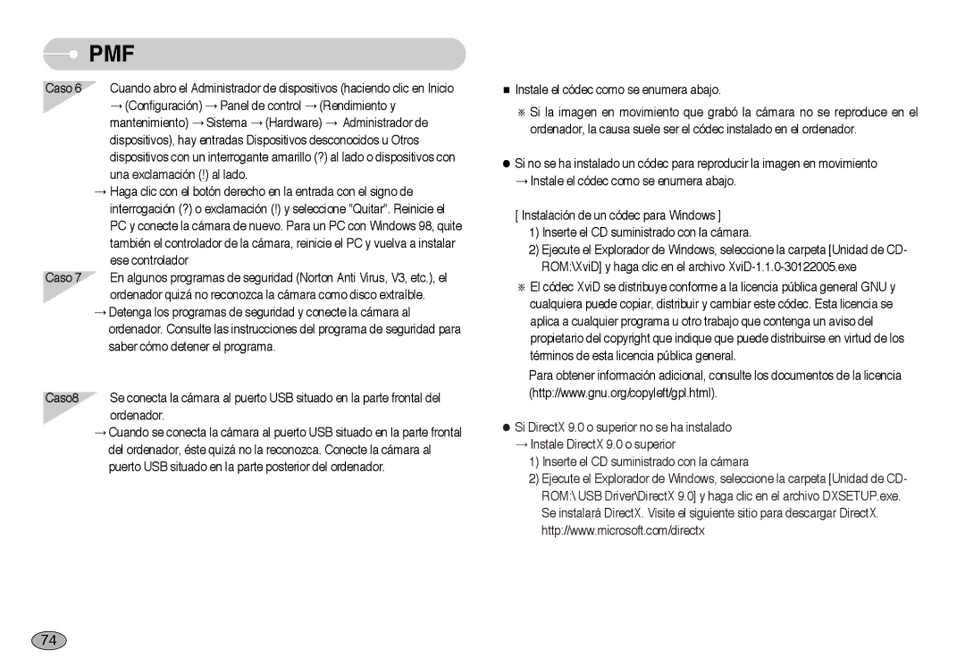 Samsung EC-L73ZZSBA/E1, EC-L73ZZSBA/DE, EC-L73ZZBBA/E1, EC-L73ZZBBA/DE manual Pmf 