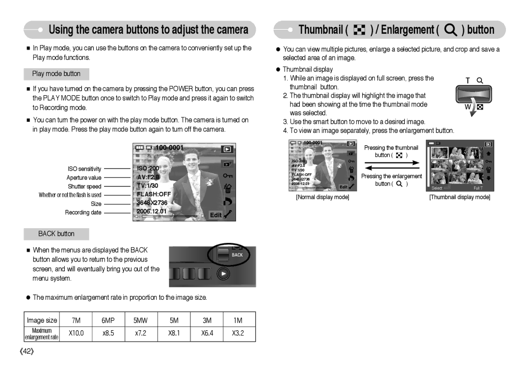 Samsung EC-L73ZZSBA/E1, EC-L73ZZSBA/DE, EC-L73ZZSBA/FR, EC-L73ZZBBB/FR manual Using the camera buttons to adjust the camera 