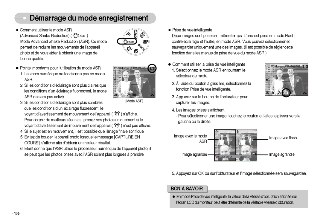 Samsung EC-L73ZZBBA/DE, EC-L73ZZSBA/DE, EC-L73ZZSBA/FR, EC-L73ZZBBB/FR manual Comment utiliser la prise de vue intelligente 