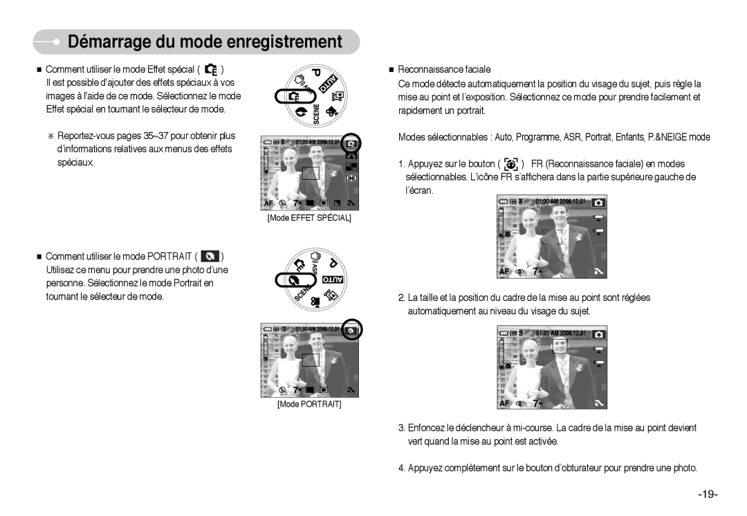 Samsung EC-L73ZZSBA/E1, EC-L73ZZSBA/DE, EC-L73ZZSBA/FR, EC-L73ZZBBB/FR, EC-L73ZZBBA/FR manual Démarrage du mode enregistrement 