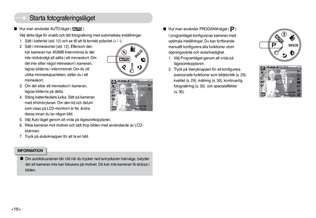 Samsung EC-L74WZBBA/FI, EC-L74WZSBA/DE, EC-L74WZBBA/DE manual Starta fotograferingsläget, Hur man använder AUTO-läget 