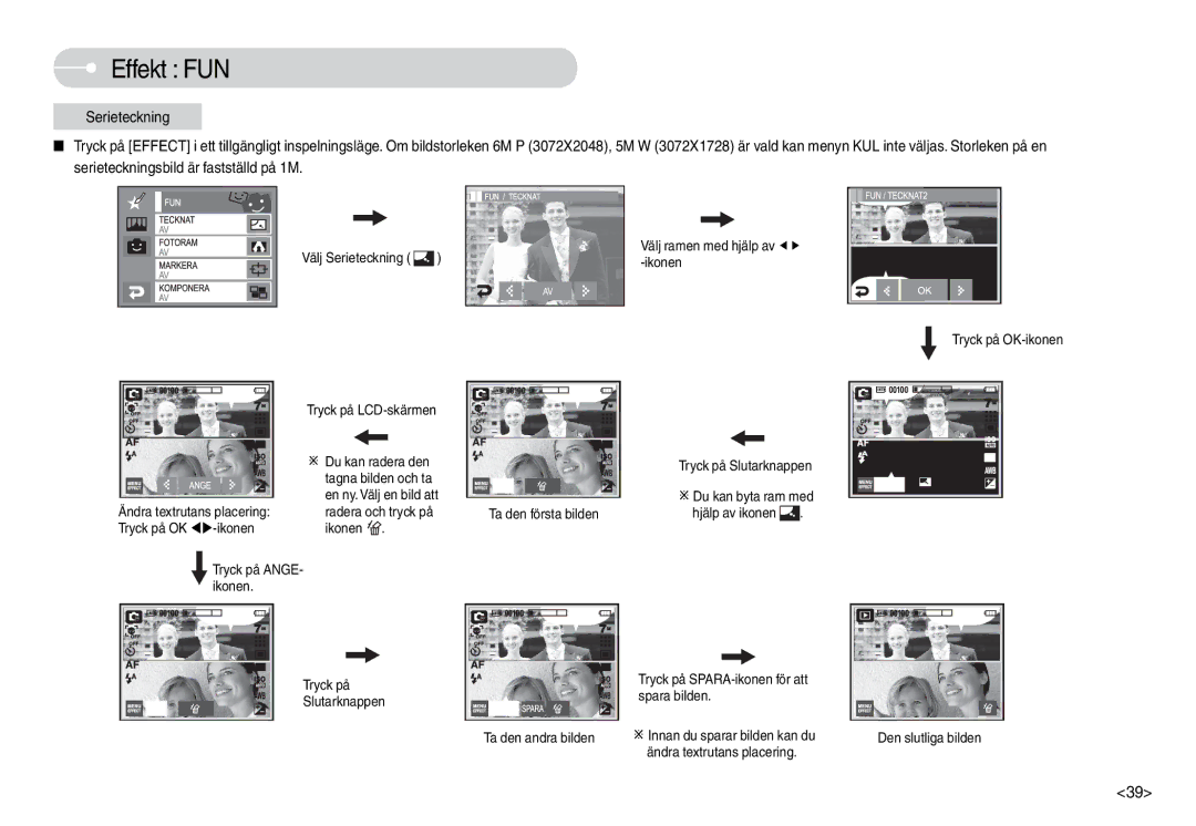 Samsung EC-L74WZSBC/E2, EC-L74WZSBA/DE, EC-L74WZBBA/DE, EC-L74WZBBA/DK, EC-L74WZBBB/E2, EC-L74WZBBC/E2 manual Effekt FUN 